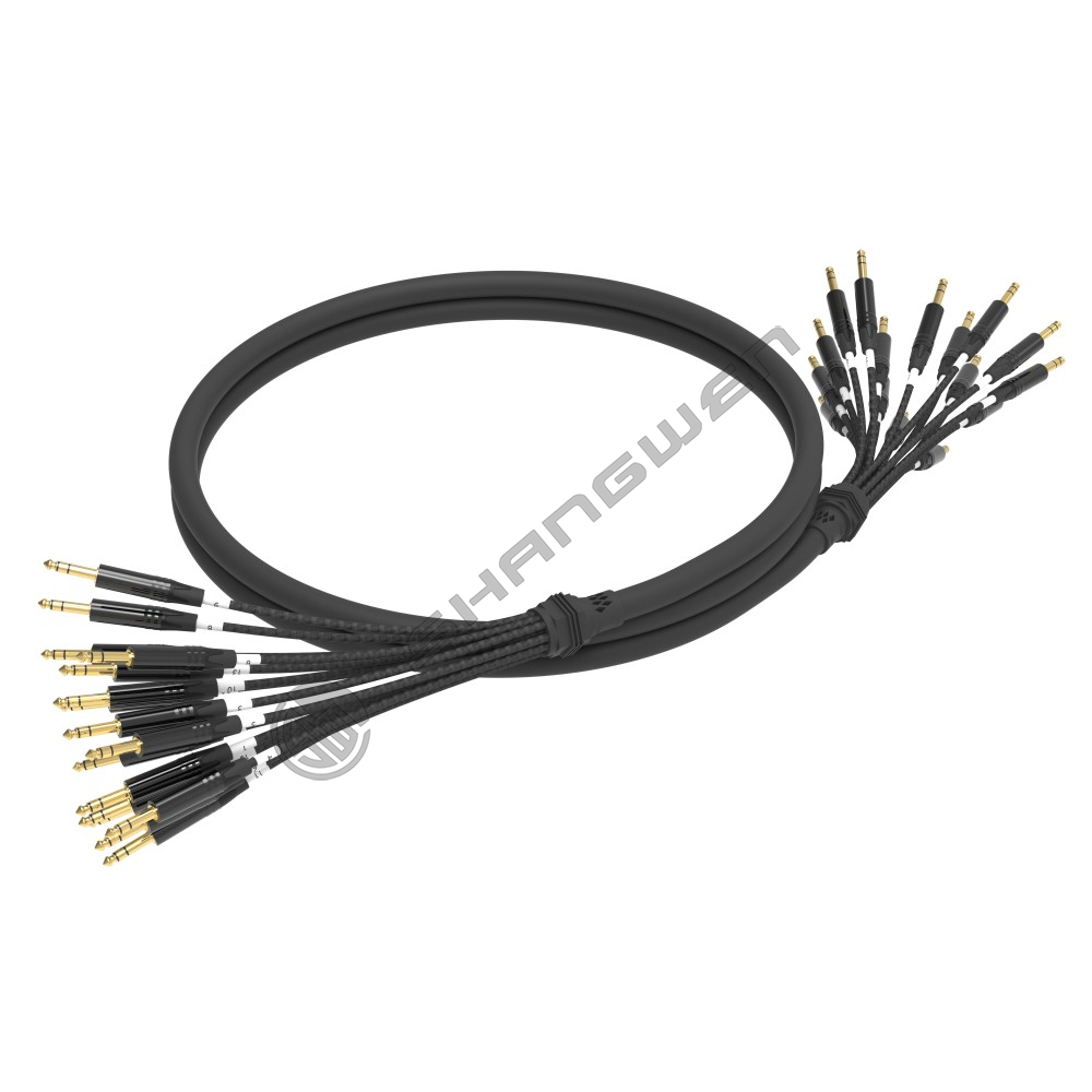 Multi channel audio cable with 4, 6, 8, 12, and 16 channels